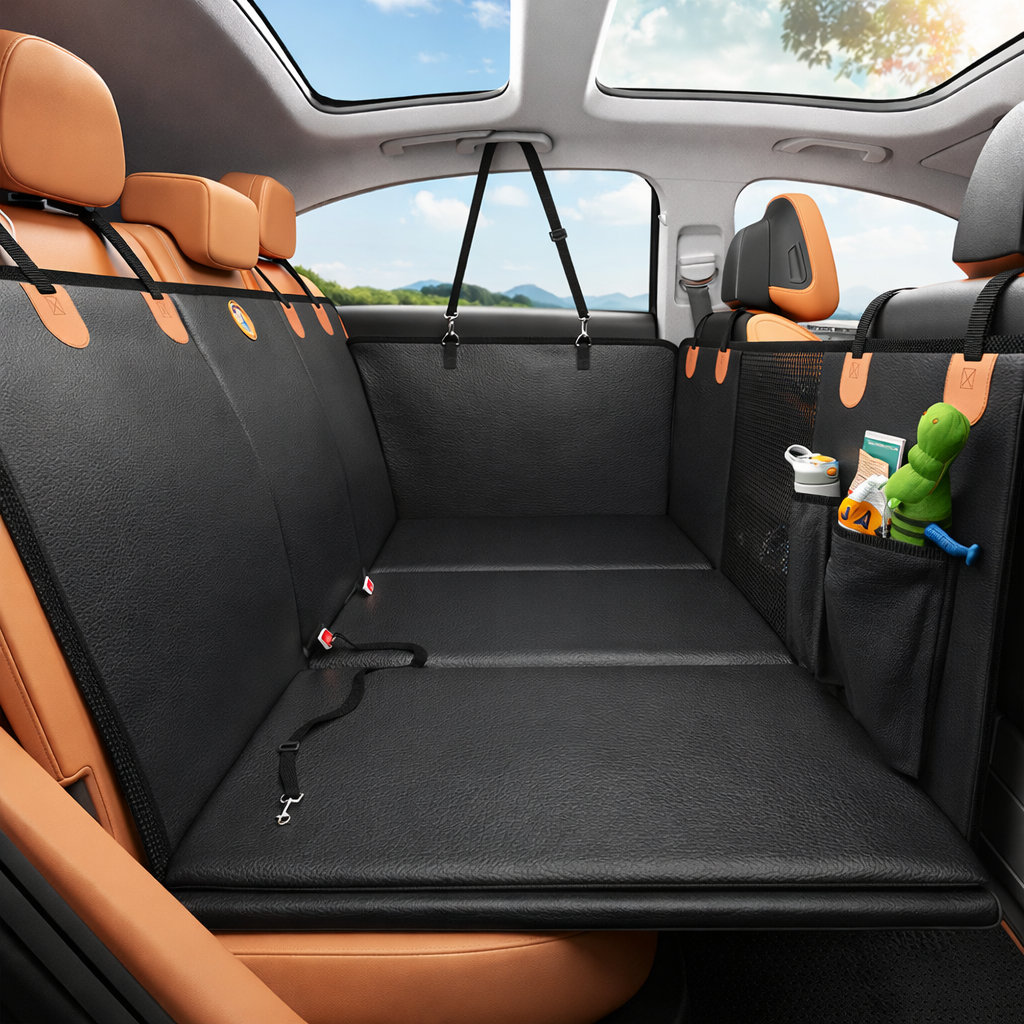 “SafePaws™ Achterbankbeschermer voor honden – veilig reizen zonder vieze autostoelen