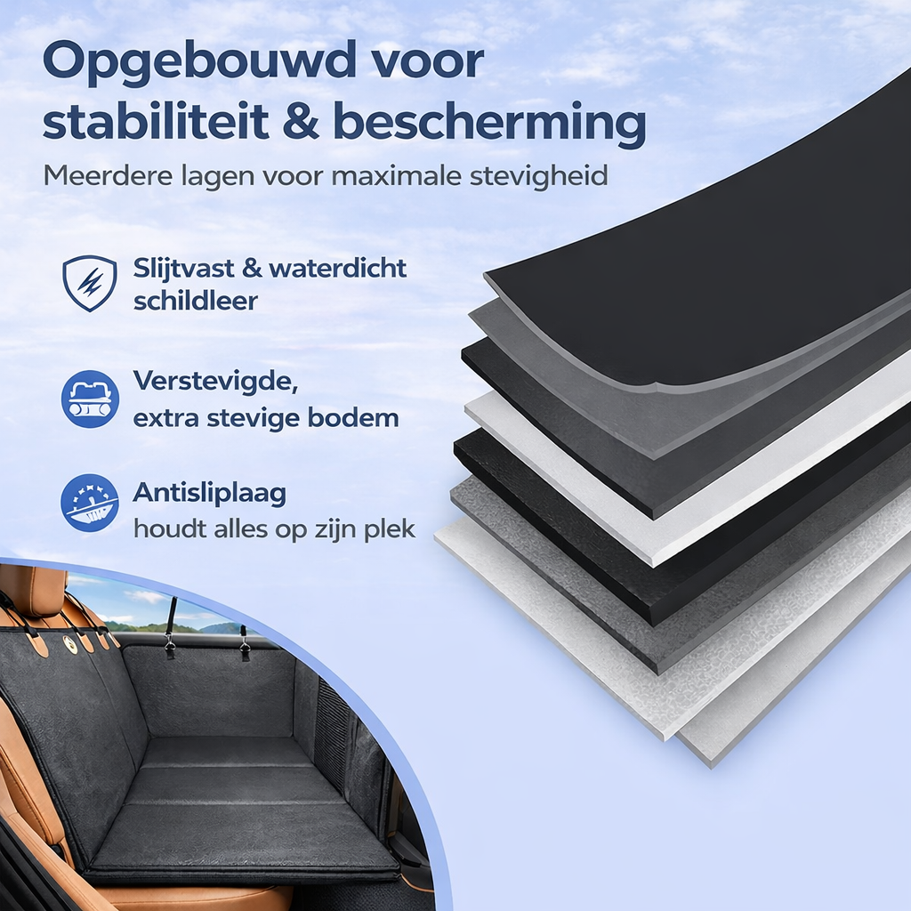 “SafePaws™ Achterbankbeschermer voor honden – veilig reizen zonder vieze autostoelen